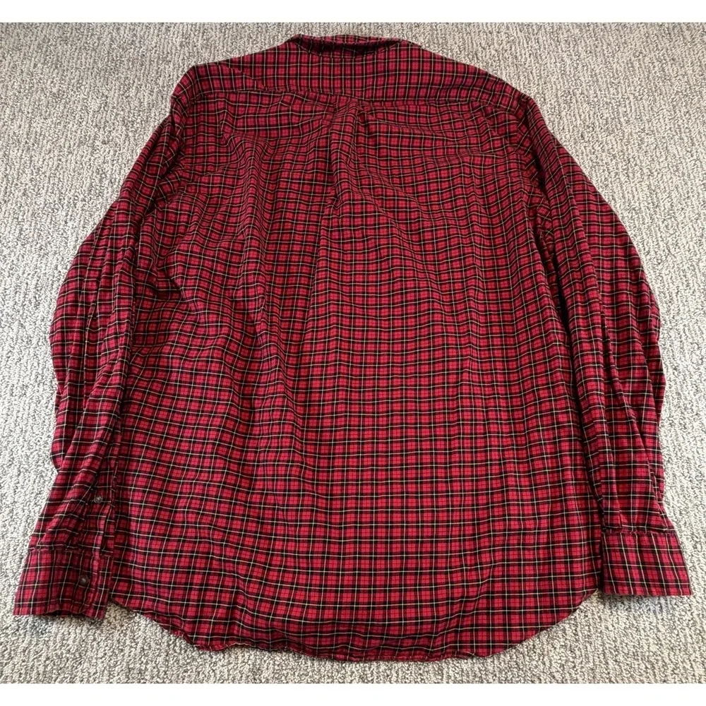 Polo Ralph Lauren Button Up Shirt Men's XL Red Black Plaid‎ Preppy Midweight